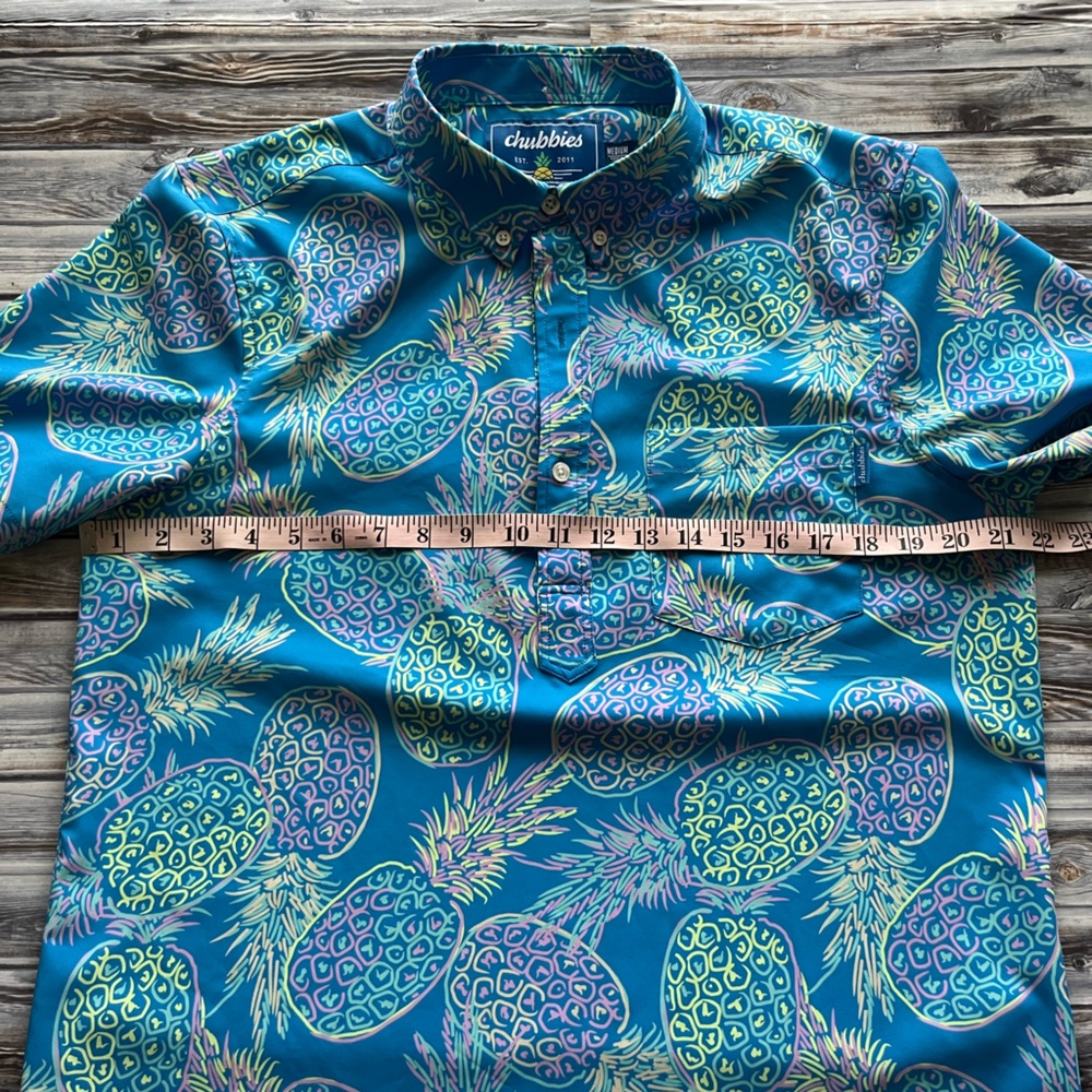 Chubbies Blue Pineapple Pullover Button Short Sle… - image 8
